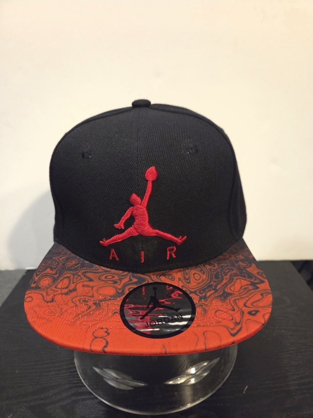 Air Jordan Black Snapback Hat with Red Jumpman